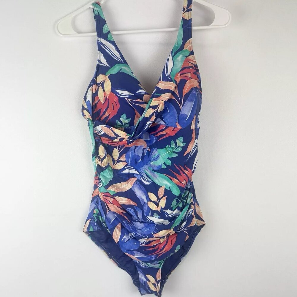 Sea Level Swim Womens Cabana Cross Front One Piece Swimsuit Royal 10